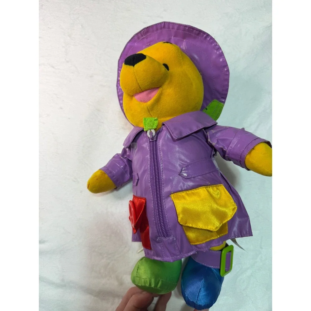 Disney Winnie the Pooh Plush Toy Toddler Purple Raincoat Vintage Interactive